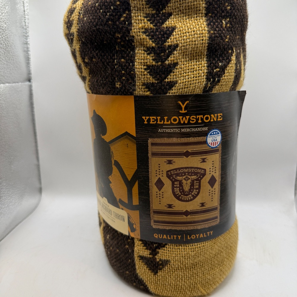 Yellowstone TV Show Woven Jacquard Throw Blanket Brown Tan Steer Skull 46x60 NEW